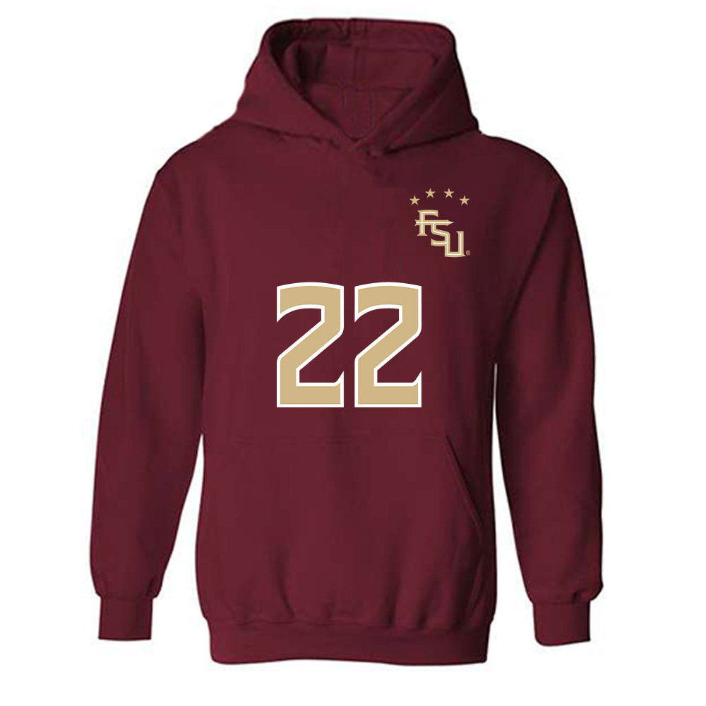 FSU - NCAA Women's Soccer : Claire Rain - Garnet Replica Shersey Hooded Sweatshirt