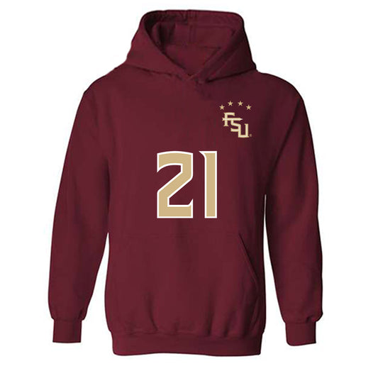 FSU - NCAA Women's Soccer : Nawreen Ahmad - Garnet Replica Shersey Hooded Sweatshirt-0