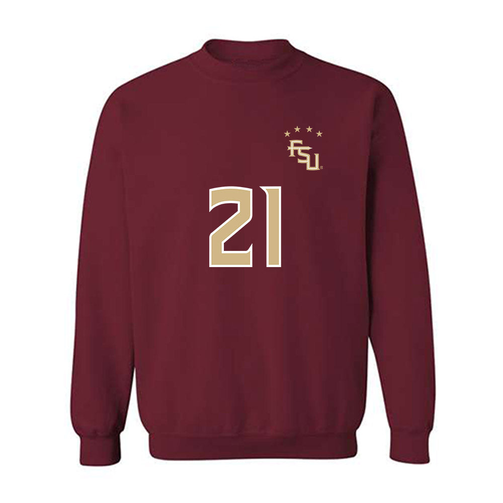 FSU - NCAA Women's Soccer : Nawreen Ahmad - Garnet Replica Shersey Crewneck Sweatshirt-0