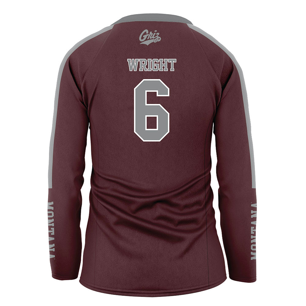 Montana - NCAA Women's Volleyball : Annika Wright - Maroon Volleyball Jersey-1