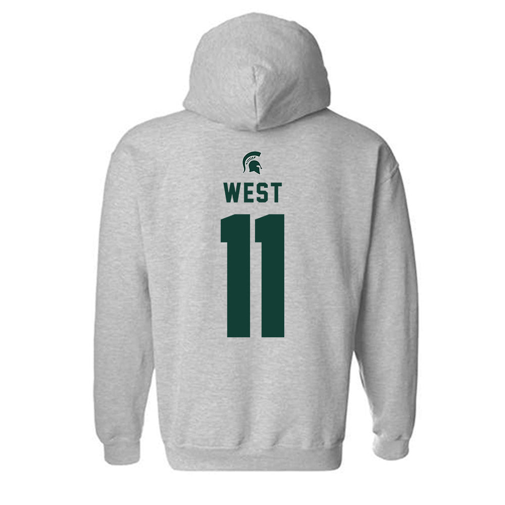 Michigan State - NCAA Men's Ice Hockey : Owen West - Generic Shersey Hooded Sweatshirt-1