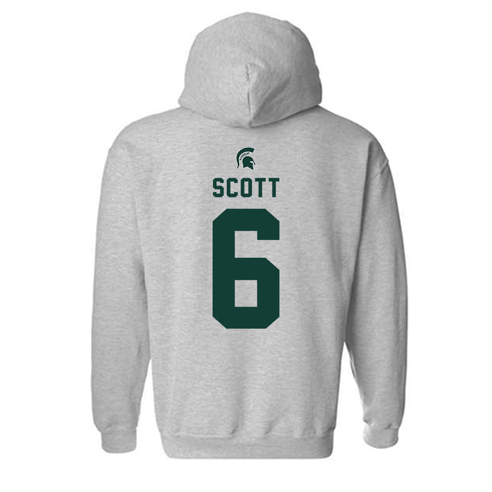 Michigan State - NCAA Men's Basketball : Jordan Scott - Generic Shersey Hooded Sweatshirt-1