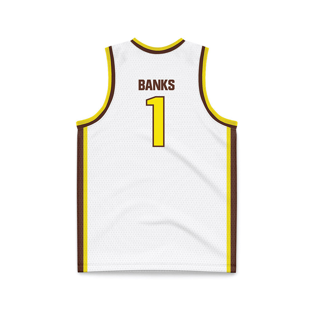 Quincy - NCAA Men's Basketball : Jayden Banks - White Basketball Jersey-1