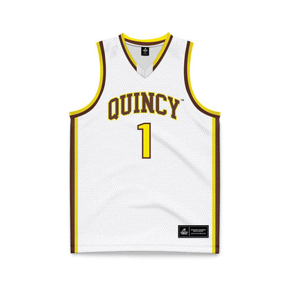 Quincy - NCAA Men's Basketball : Jayden Banks - White Basketball Jersey-0