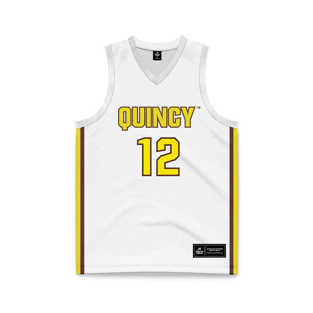 Quincy - NCAA Women's Basketball : Reagan Reed - White Basketball Jersey-0