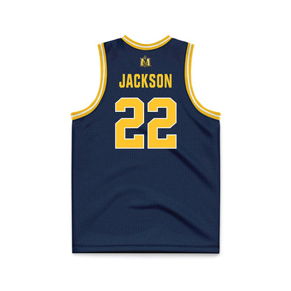 Murray State - NCAA Men's Basketball : Javon Jackson - Navy Basketball Jersey-1