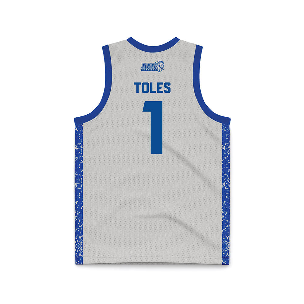 UAH - NCAA Men's Basketball : Quentin Toles - Grey Basketball Jersey-1