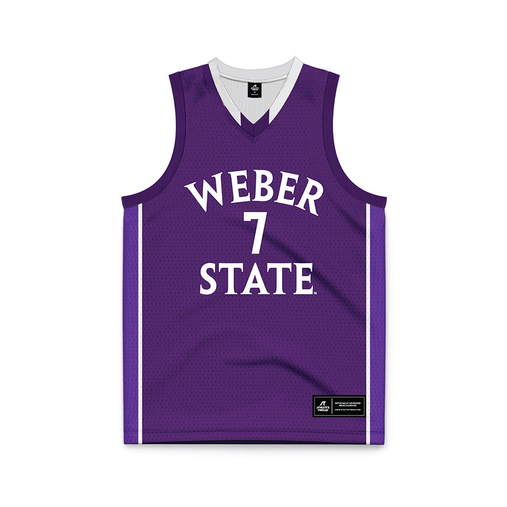 Weber - NCAA Men's Basketball : Malek Gomma - Purple Basketball Jersey-0