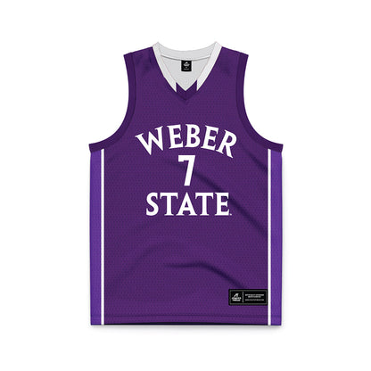 Weber - NCAA Men's Basketball : Malek Gomma - Purple Basketball Jersey-0