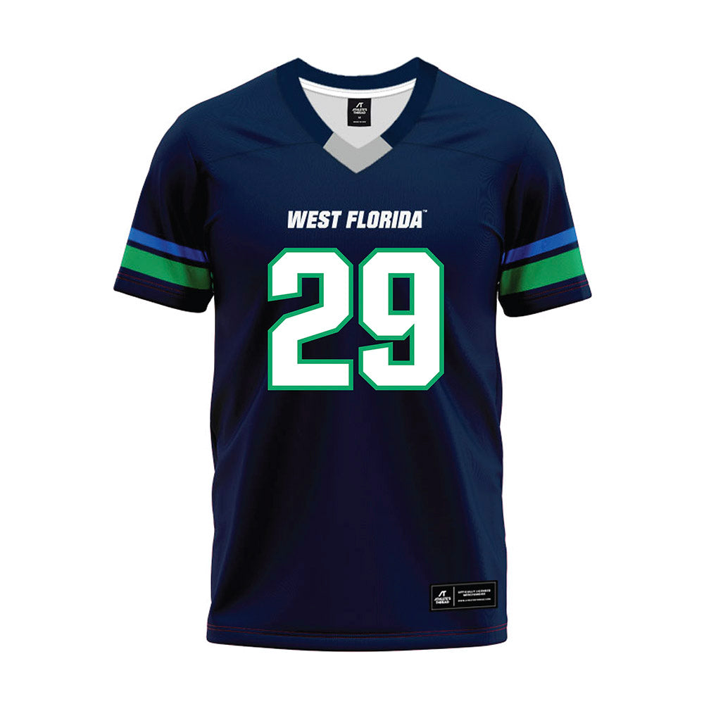 UWF - NCAA Football : David Law-Mortimer - Navy Premium Football Jersey-0