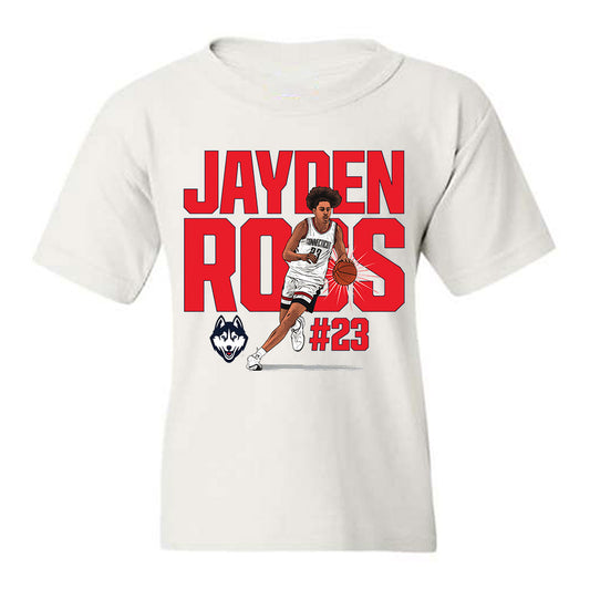 UConn - NCAA Men's Basketball : Jayden Ross - Caricature Youth T-Shirt-0
