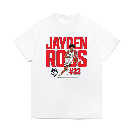 UConn - NCAA Men's Basketball : Jayden Ross - Caricature Premium T-Shirt-0