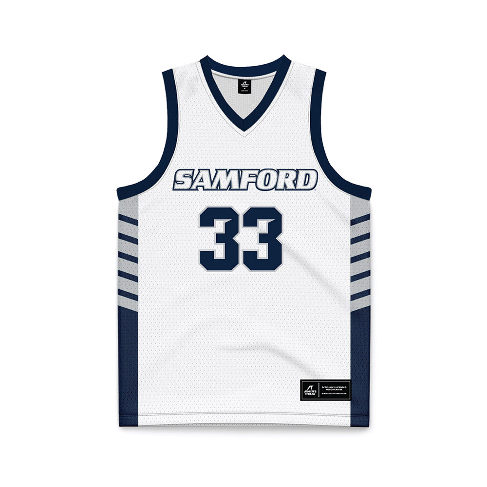 Samford - NCAA Men's Basketball : Zach Lamey - 2024 White Basketball Jersey-0