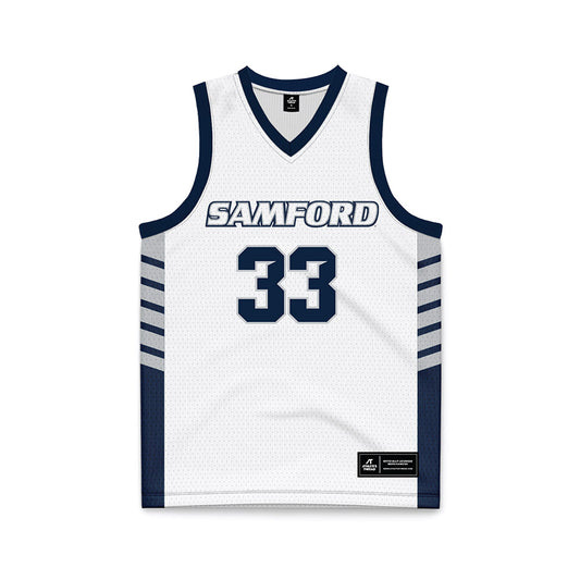Samford - NCAA Men's Basketball : Zach Lamey - 2024 White Basketball Jersey-0