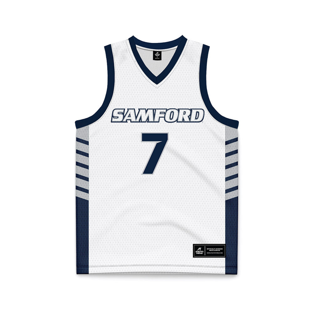 Samford - NCAA Men's Basketball : JD Gossett - 2024 White Basketball Jersey-0