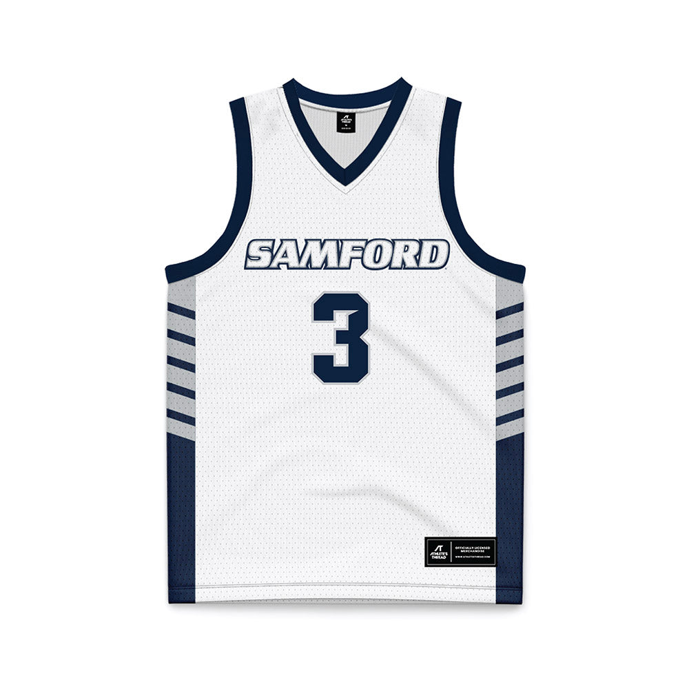 Samford - NCAA Men's Basketball : Keaton Norris - 2024 White Basketball Jersey-0
