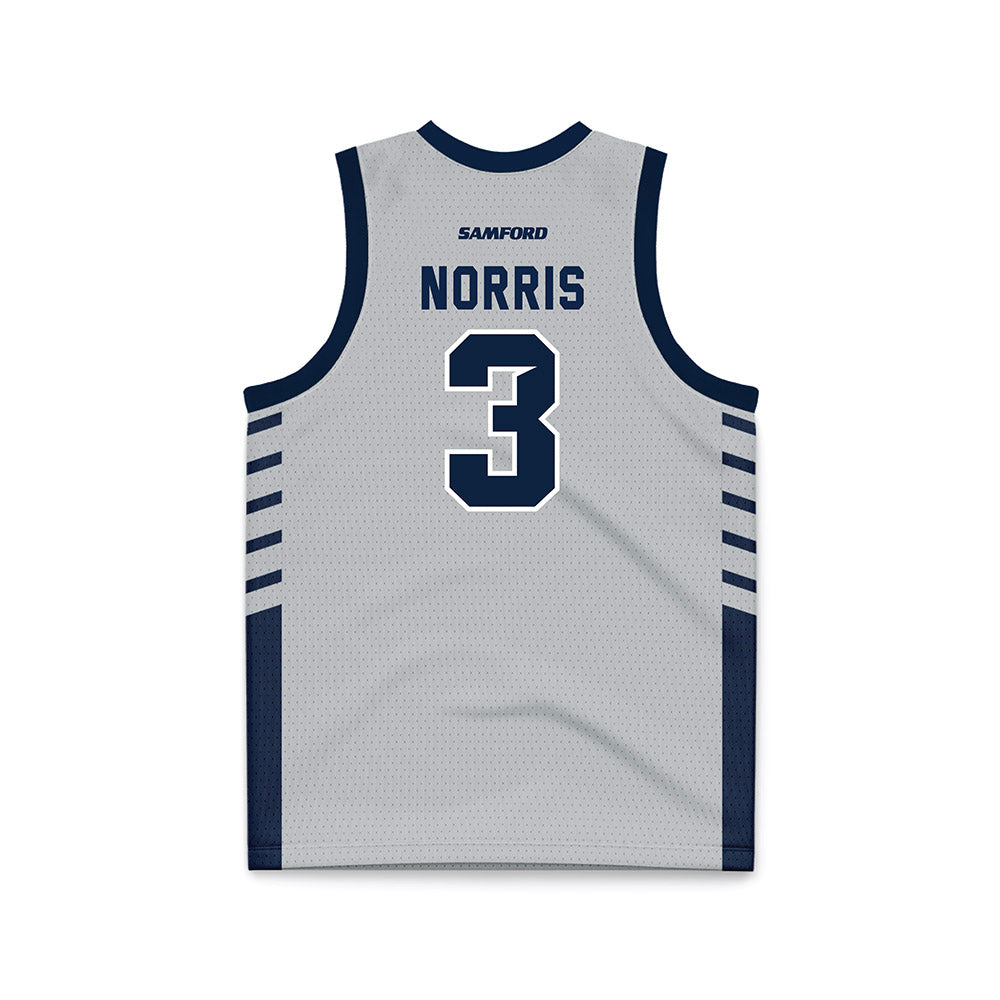 Samford - NCAA Men's Basketball : Keaton Norris - 2024 Grey Basketball Jersey-1