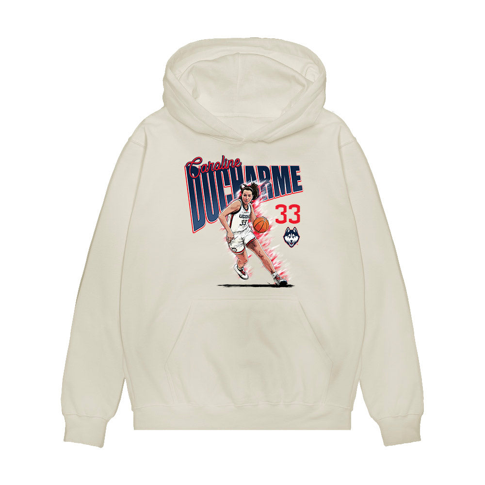 UConn - NCAA Women's Basketball : Caroline Ducharme - Caricature Premium Hooded Sweatshirt-0