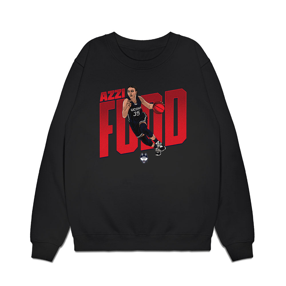 UConn - NCAA Women's Basketball : Azzi Fudd - Caricature Premium Crewneck Sweatshirt-0