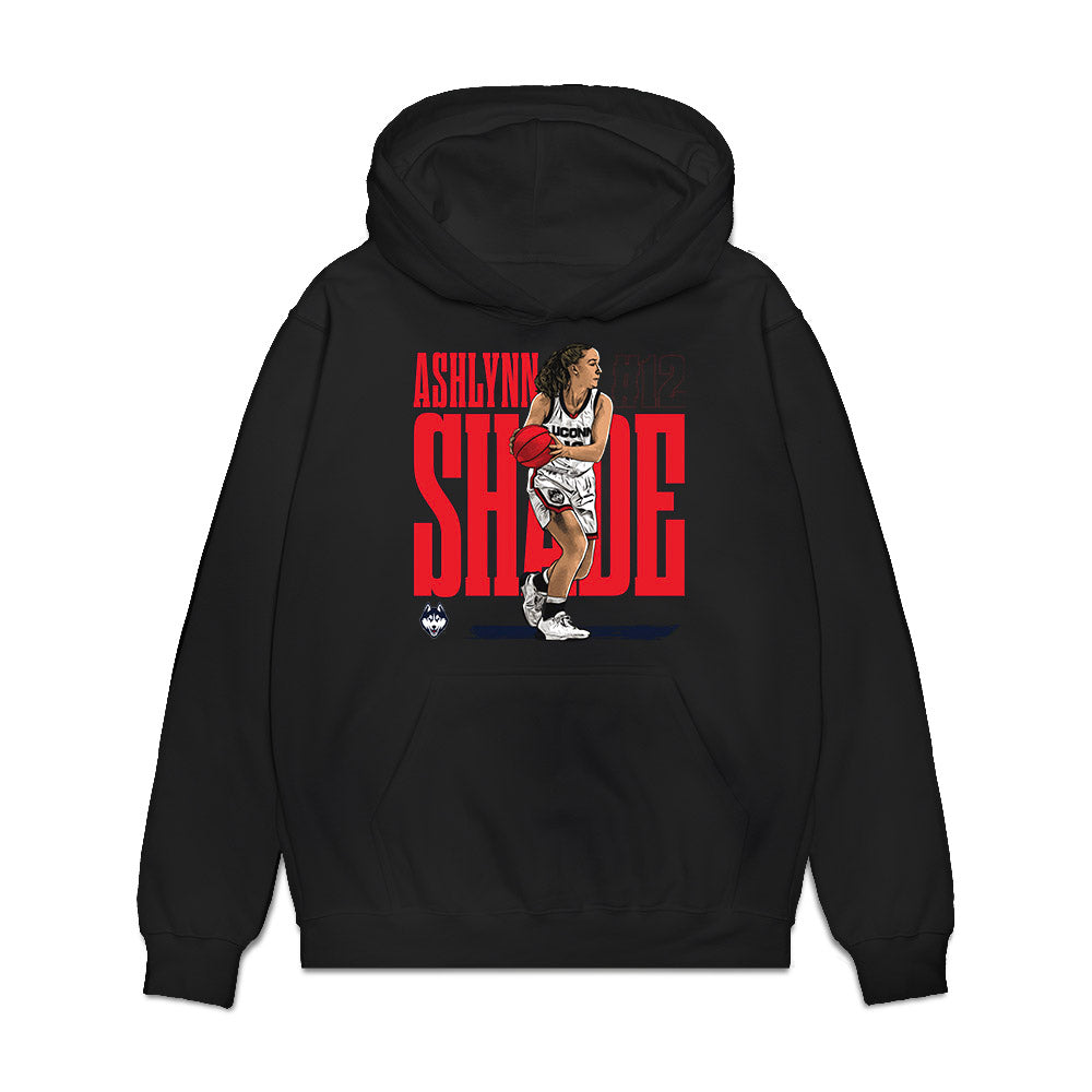 UConn - NCAA Women's Basketball : Ashlynn Shade - Caricature Premium Hooded Sweatshirt-0