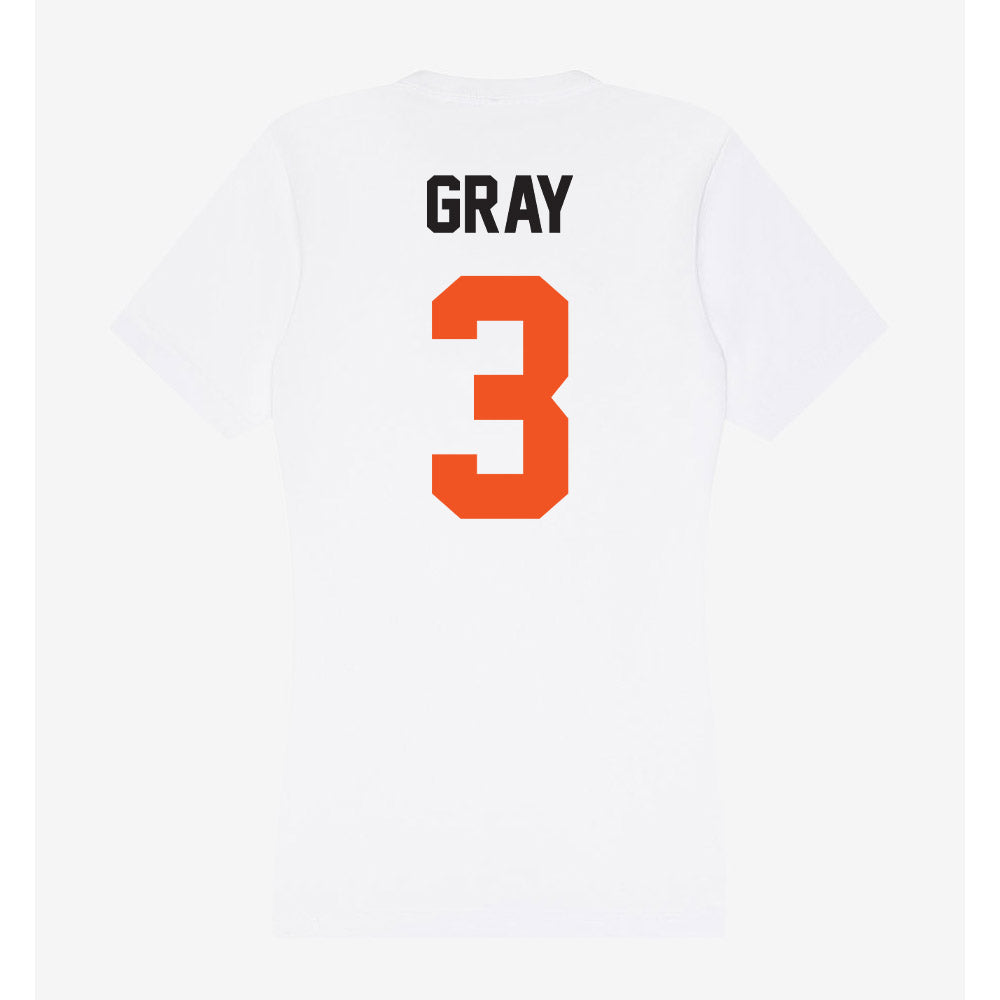 Oklahoma State - NCAA Women's Basketball : Micah Gray - Women's V-Neck T-Shirt-1