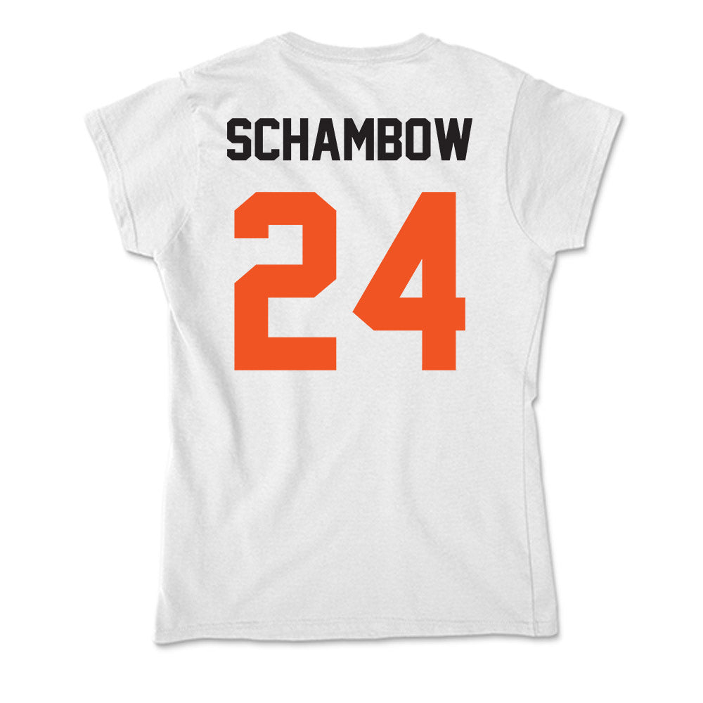 Oklahoma State - NCAA Baseball : Quinn Schambow - Soft Style Women’s T-Shirt-1