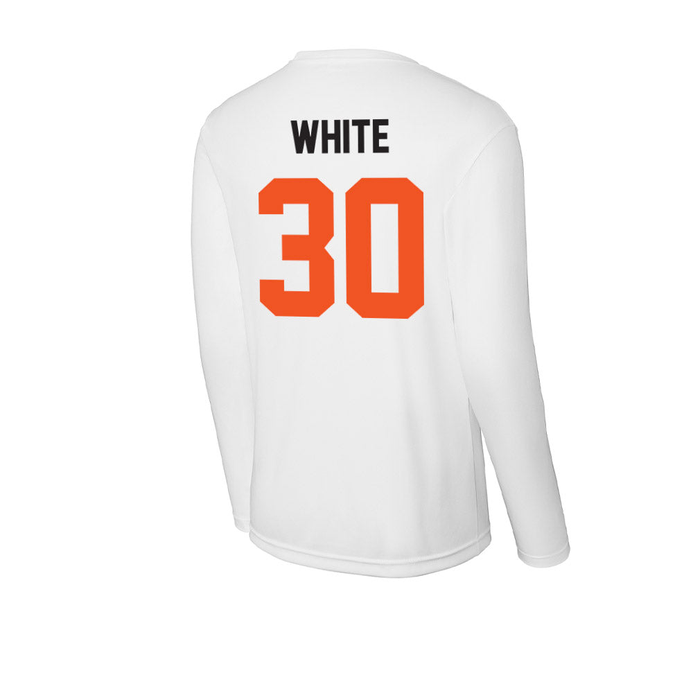 Oklahoma State - NCAA Football : Trip White - Activewear Long Sleeve T-Shirt-1