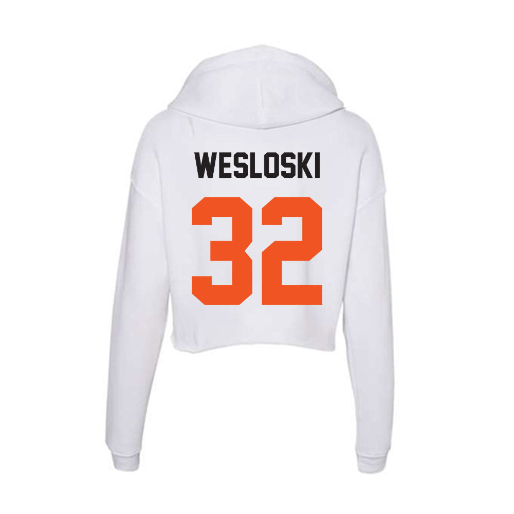 Oklahoma State - NCAA Football : Ethan Wesloski - Women's Crop Fleece Hoodie-1