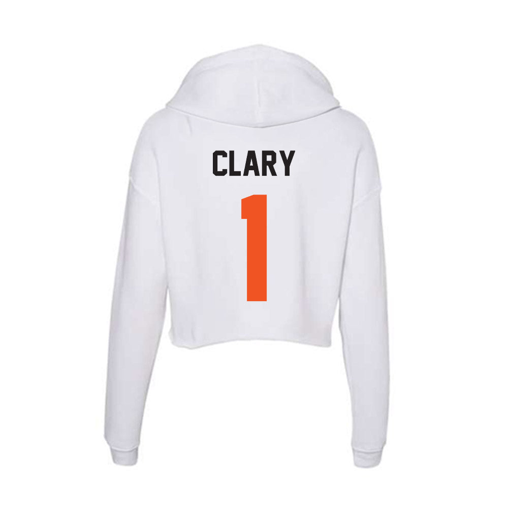 Oklahoma State - NCAA Men's Basketball : Kanye Clary - Women's Crop Fleece Hoodie-1