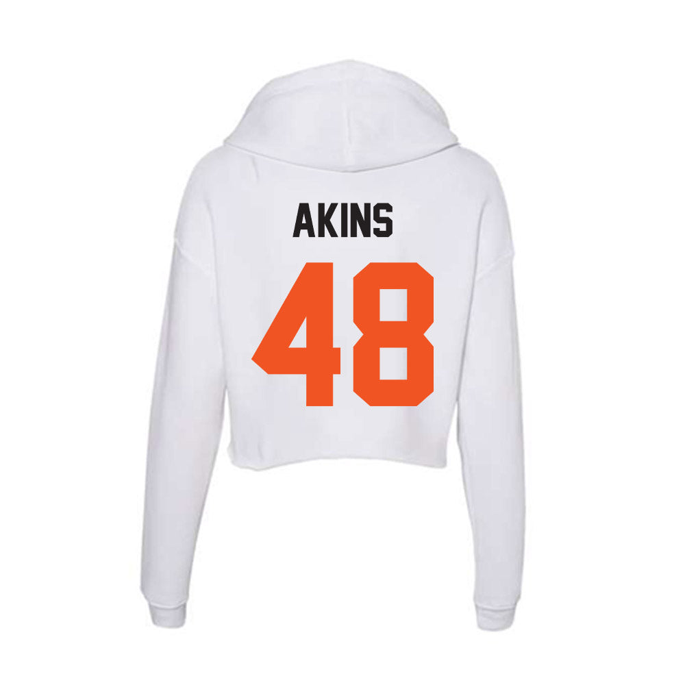 Oklahoma State - NCAA Football : Nolan Akins - Women's Crop Fleece Hoodie-1