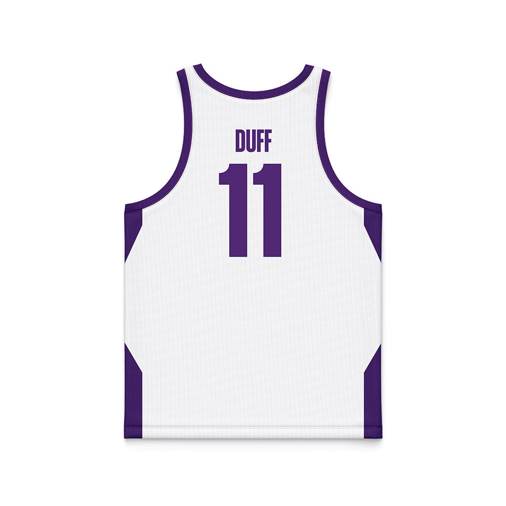 Truman - NCAA Men's Basketball : Justin Duff - White Basketball Jersey-1