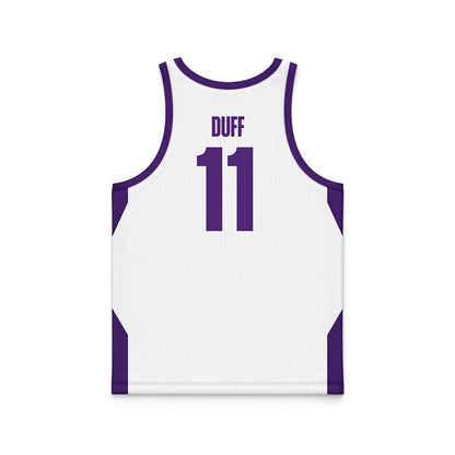 Truman - NCAA Men's Basketball : Justin Duff - White Basketball Jersey-1