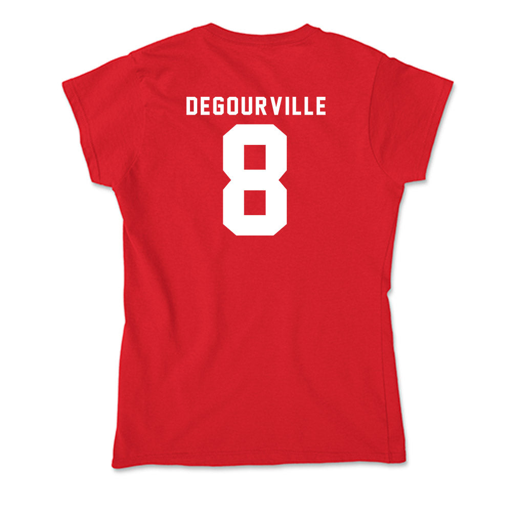 Nebraska - NCAA Men's Basketball : Taj Degourville - Soft Style Women’s T-Shirt-1