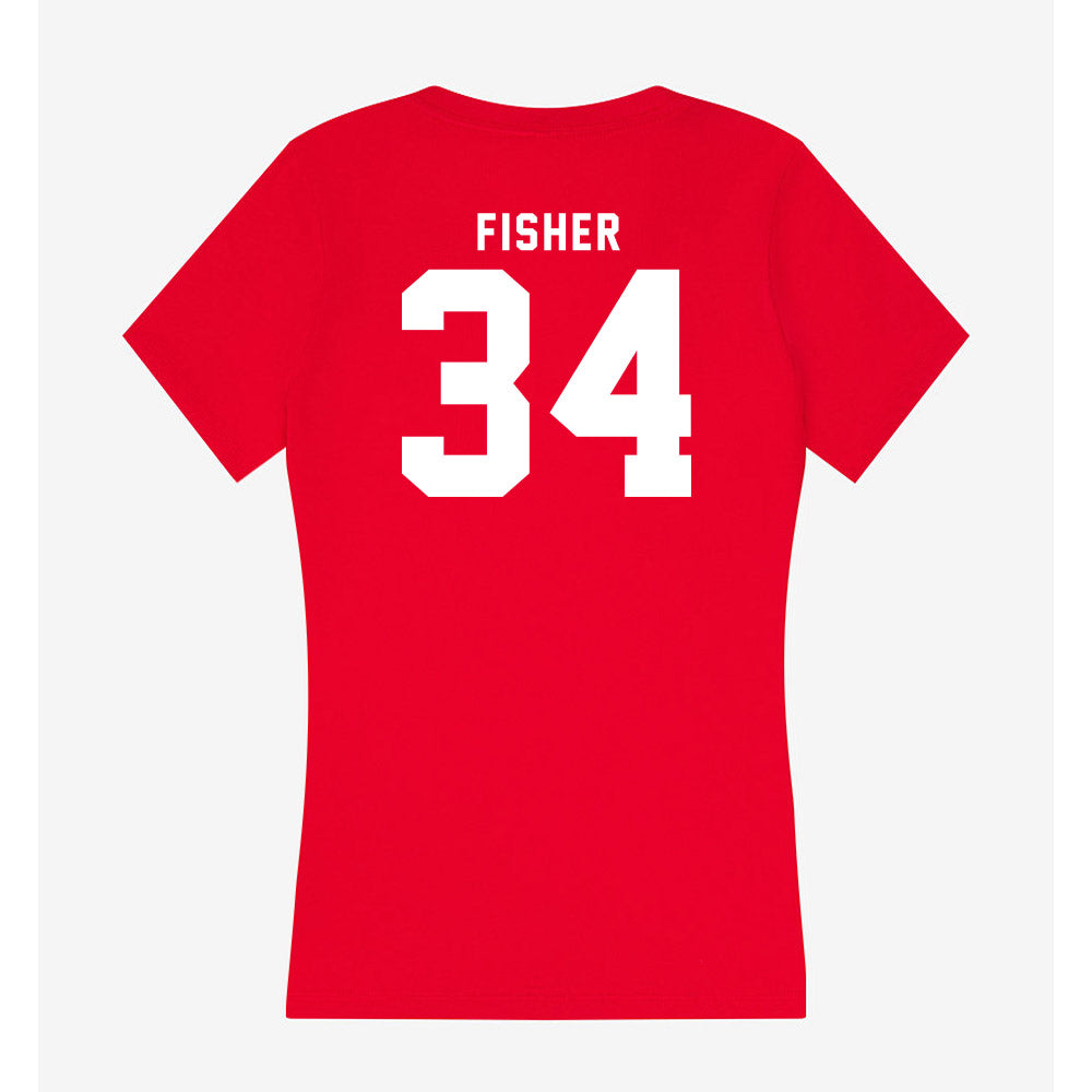 Nebraska - NCAA Women's Basketball : Emily Fisher - Women's V-Neck T-Shirt-1