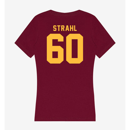 Minnesota - NCAA Men's Ice Hockey : Melvin Strahl - Women's V-Neck T-Shirt-1