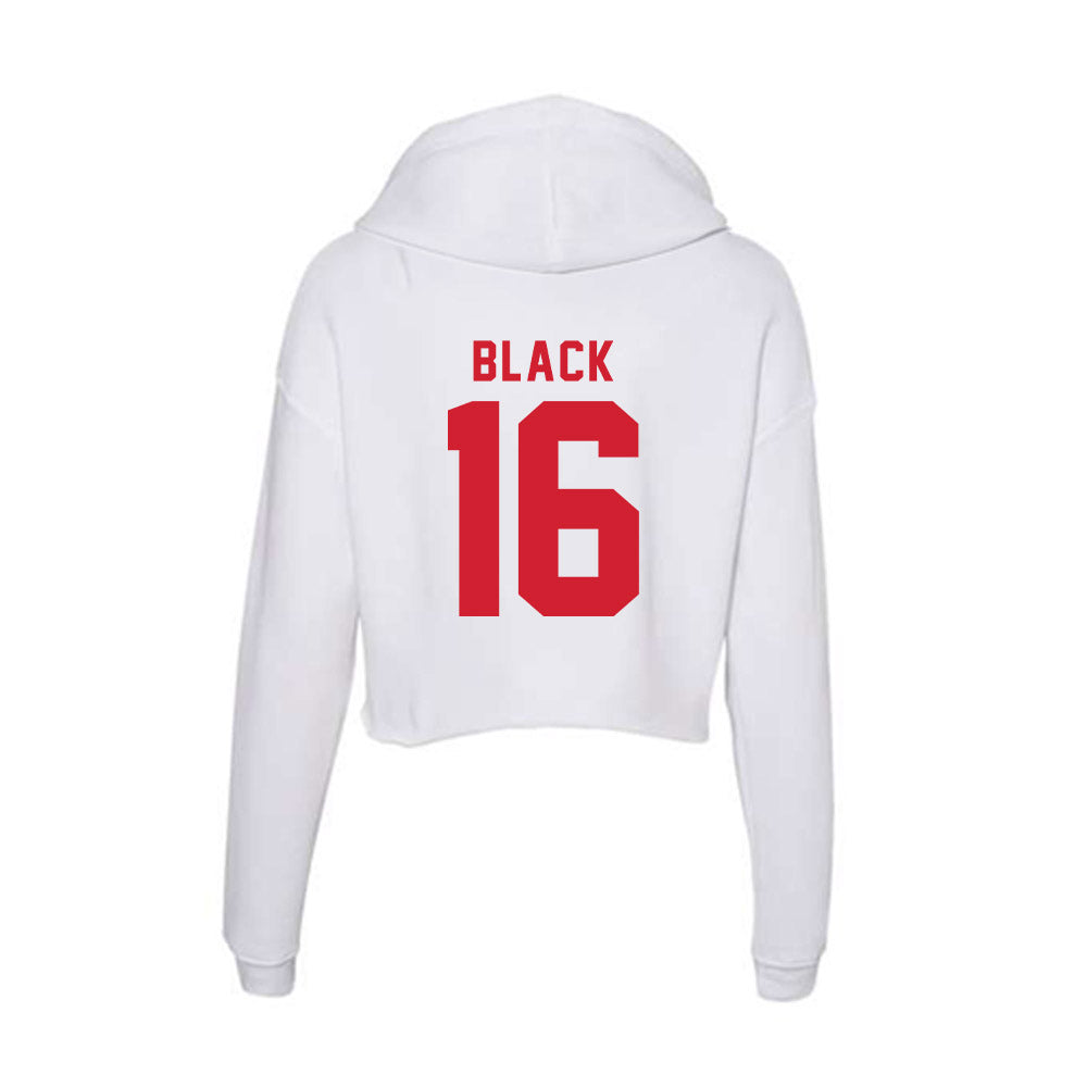 NC State - NCAA Baseball : Collins Black - Women's Crop Fleece Hoodie-1