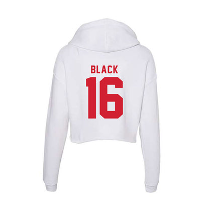 NC State - NCAA Baseball : Collins Black - Women's Crop Fleece Hoodie-1