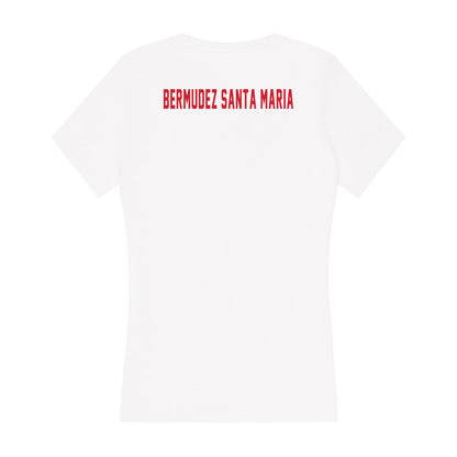 NC State - NCAA Men's Swimming & Diving : Simon Bermudez Santa Maria - Women's V-Neck T-Shirt-1