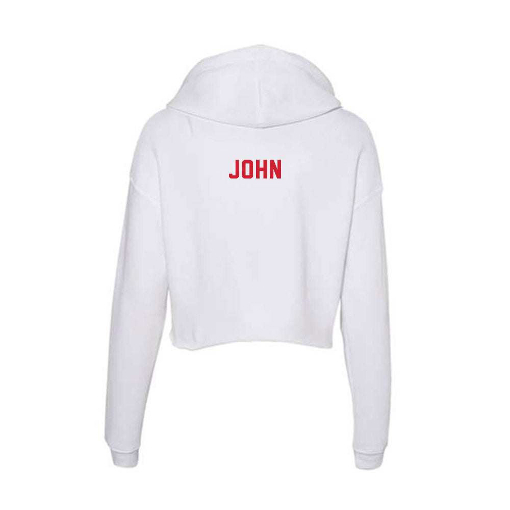 NC State - NCAA Men's Track & Field : Ryan John - Women's Crop Fleece Hoodie-1