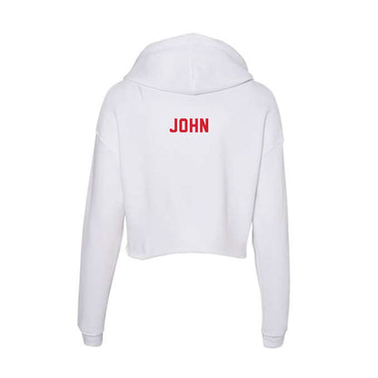 NC State - NCAA Men's Track & Field : Ryan John - Women's Crop Fleece Hoodie-1