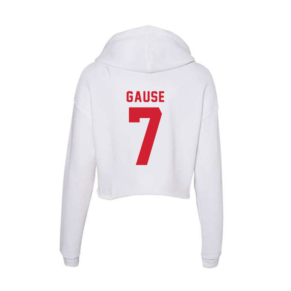 NC State - NCAA Football : Davion Gause - Women's Crop Fleece Hooded Sweatshirt-1