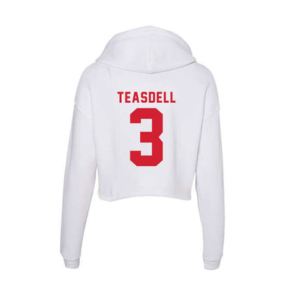 NC State - NCAA Football : Tristan Teasdell - Women's Crop Fleece Hooded Sweatshirt-1