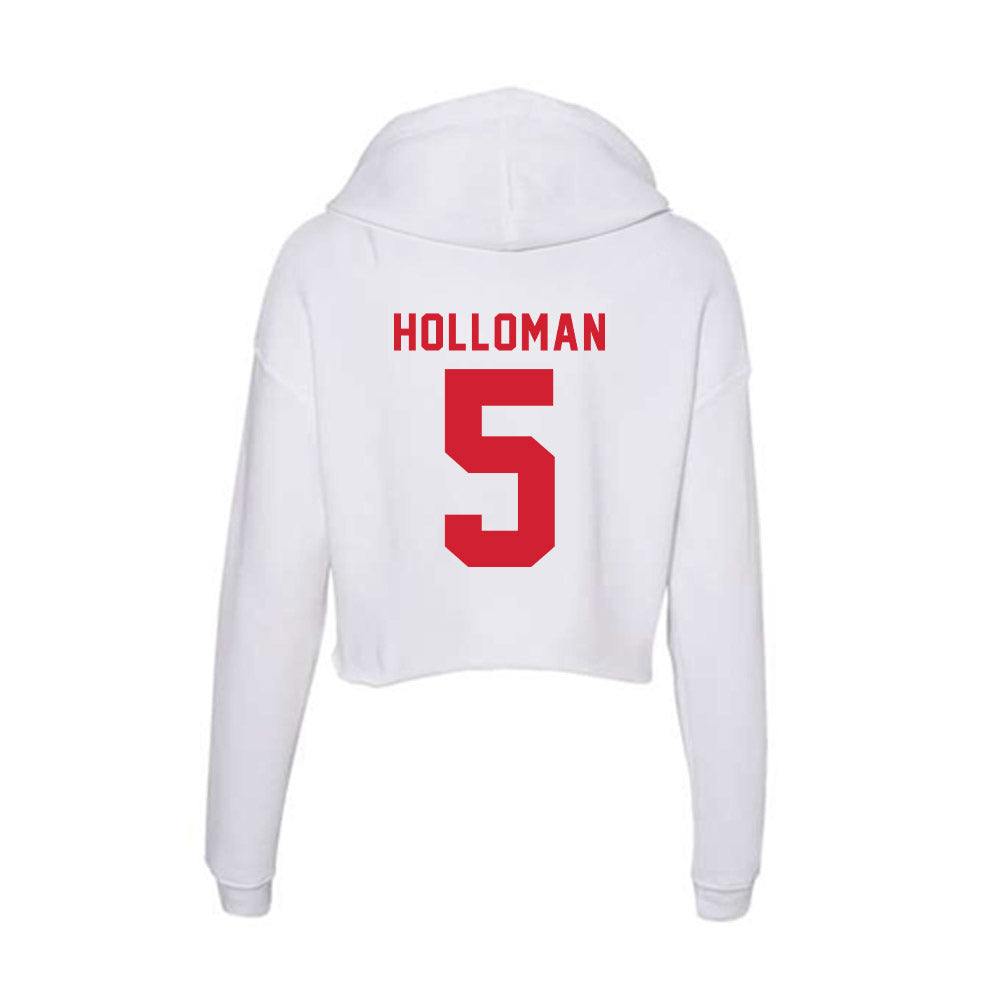 NC State - NCAA Men's Basketball : Tre Holloman - Women's Crop Fleece Hooded Sweatshirt-1