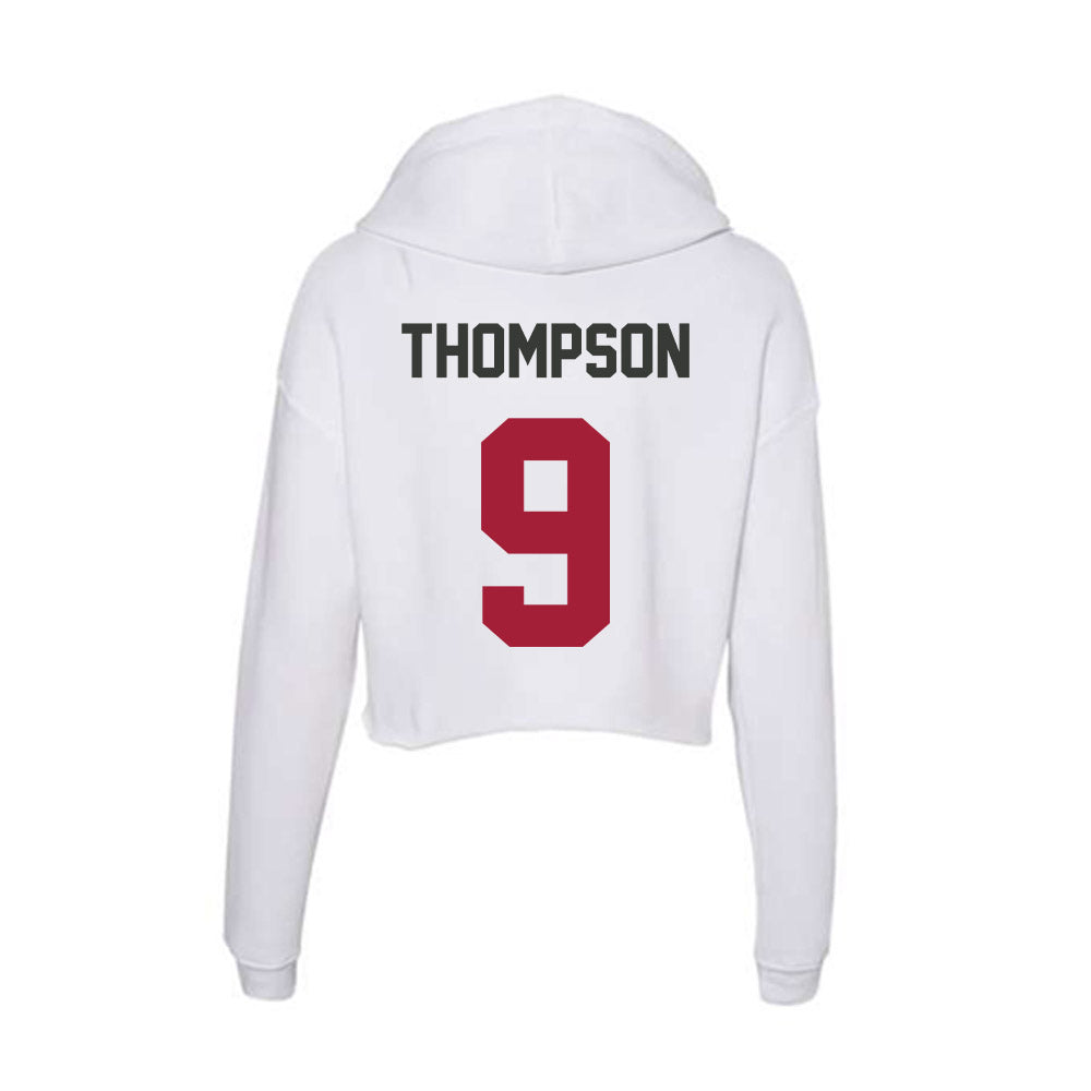Arkansas - NCAA Men's Basketball : Davion Thompson - Women's Crop Fleece Hooded Sweatshirt-1