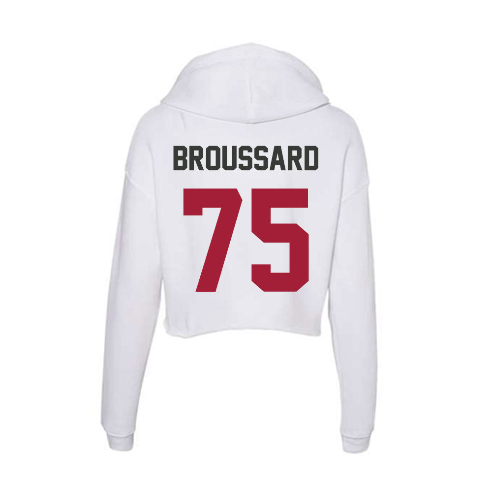 Arkansas - NCAA Football : Kavion Broussard - Women's Crop Fleece Hoodie-1