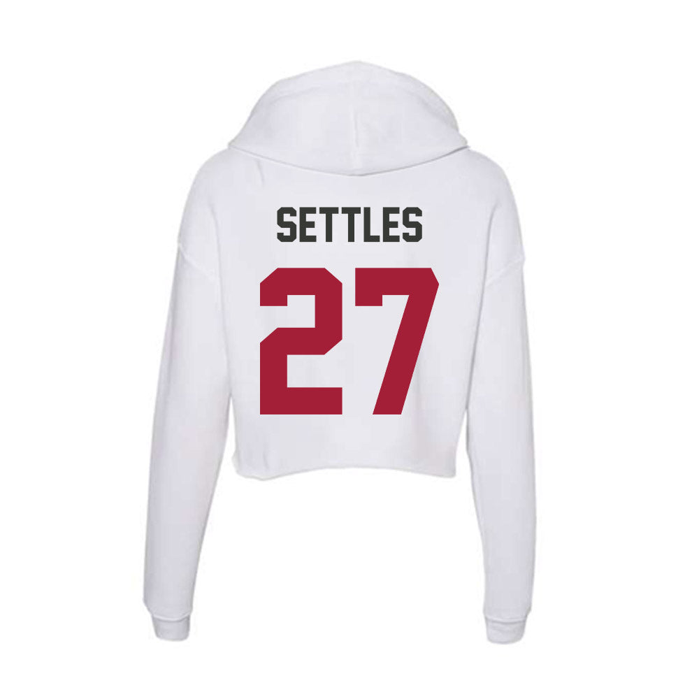Arkansas - NCAA Football : Cameron Settles - Women's Crop Fleece Hooded Sweatshirt-1