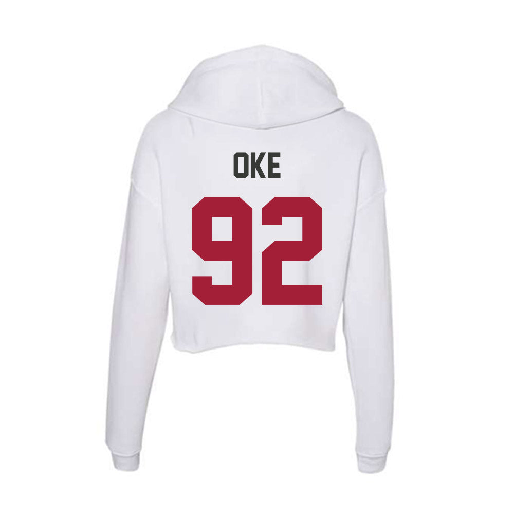 Arkansas - NCAA Football : David Oke - Women's Crop Fleece Hoodie-1