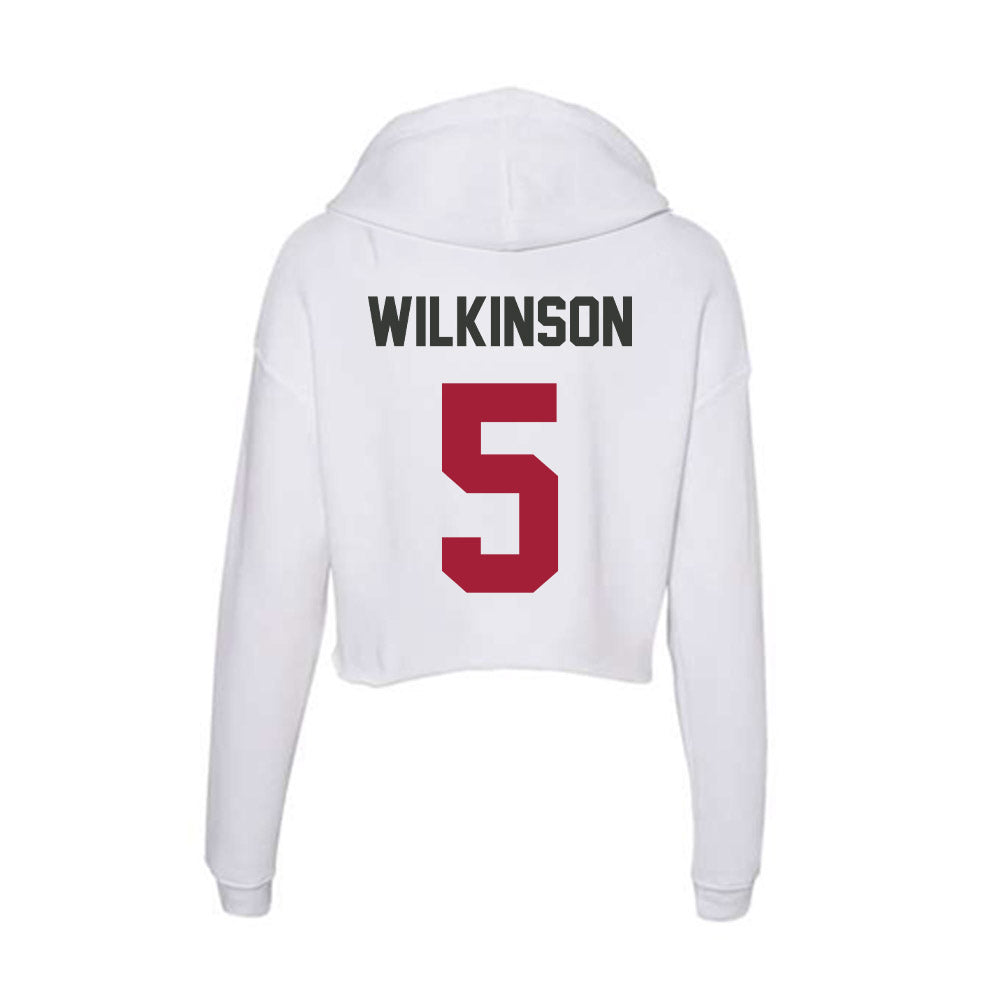Arkansas - NCAA Men's Basketball : Jeremiah Wilkinson - Women's Crop Fleece Hooded Sweatshirt-1