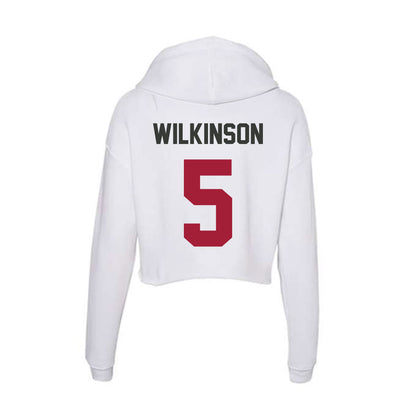 Arkansas - NCAA Men's Basketball : Jeremiah Wilkinson - Women's Crop Fleece Hooded Sweatshirt-1