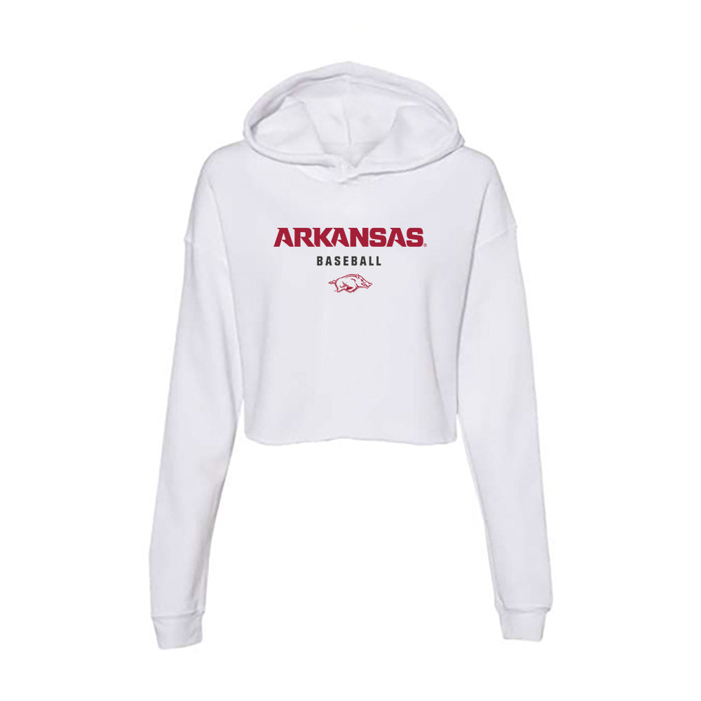 Arkansas - NCAA Baseball : Max Holland - Women's Crop Fleece Hooded Sweatshirt-0